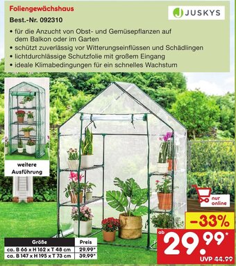 Netto Marken-Discount JUSKYS Foliengewächshaus Angebot