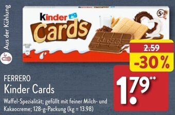 Aldi Nord FERRERO Kinder Cards 128 g Packung Angebot