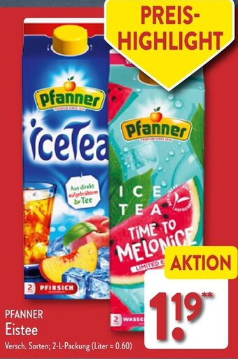 Aldi Nord PFANNER Eistee 2 L Packung Angebot