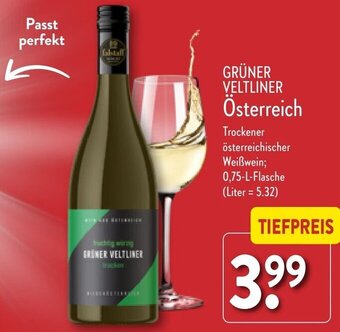 Aldi Nord GRÜNER VELTLINER Osterreich 0,75 L Flasche Angebot