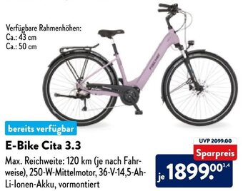 Aldi Nord FISCHER E-Bike Cita 3.3 Angebot