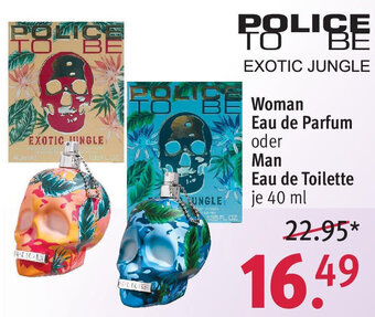 Rossmann POLICE TO BE EXOTIC JUNGLE Woman Eau de Parfum oder Man Eau de Toilette 40 ml Angebot