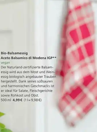 Alnatura Bio-balsamessig Aceto Balsamico Di Modena Igp Vegan Angebot