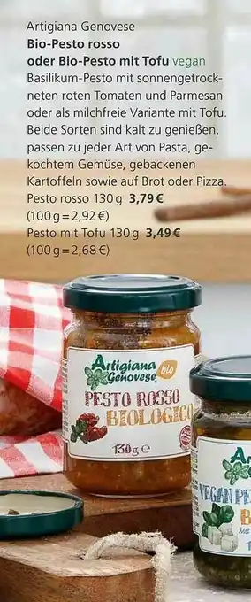 Alnatura Artigiana Genovese Bio-pesto Rosso Oder Bio-pestoi Mit Tofu Vegan Angebot