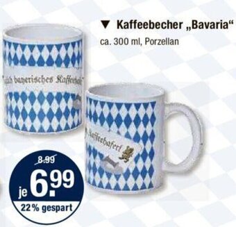 V Markt Kaffeebecher ,,Bavaria" ca. 300 ml, Porzellan Angebot