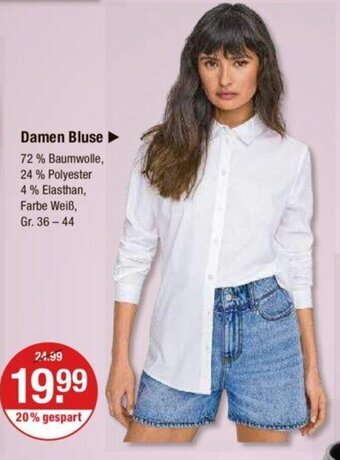 V Markt Damen Bluse Farbe Weiß, Gr. 36-44 Angebot