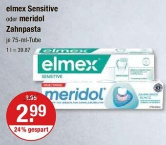 V Markt elmex Sensitive oder meridol Zahnpasta je 75-ml-Tube Angebot