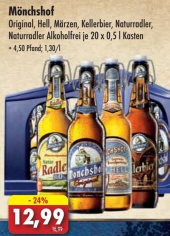 Lösch Depot Mönchshof Original, Hell, Märzen, Kellerbier, Naturradler, Naturradler Alkoholfrei je 20 x 0,5 I Kasten Angebot