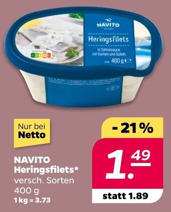 NETTO NAVITO Heringsfilets 400 g Angebot