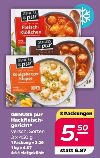 NETTO GENUSS pur Hackfleisch-gericht 3 Packungen Angebot