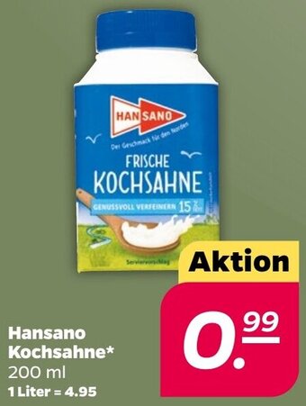 NETTO Hansano Kochsahne 200 ml Angebot