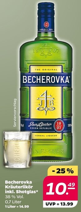 NETTO Becherovka Kräuterlikör inkl. Shotglas 0,7 Liter Angebot