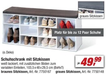 toom Baumarkt Schuhschrank mit Sitzkissen Angebot
