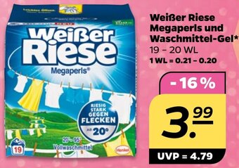 NETTO Weißer Riese Megaperls und Waschmittel-Gel 19-20 WL Angebot