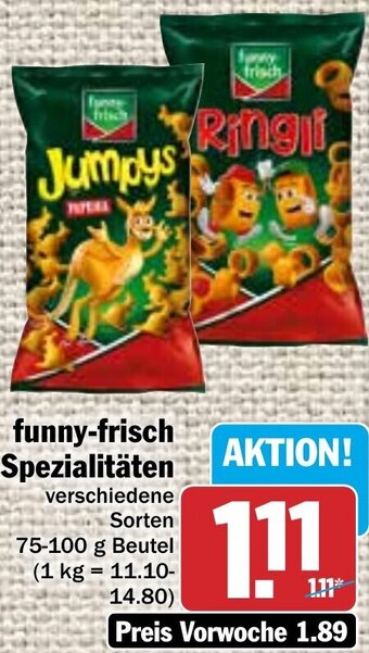 Hit funny-frisch Spezialitäten 75-100 g Beutel Angebot