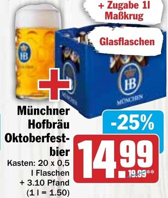 Hit Münchner Hofbräu Oktoberfestbier 20x0,5 L Flaschen Angebot