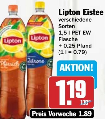 Hit Lipton Eistee 1,5 L PET EW Flasche Angebot