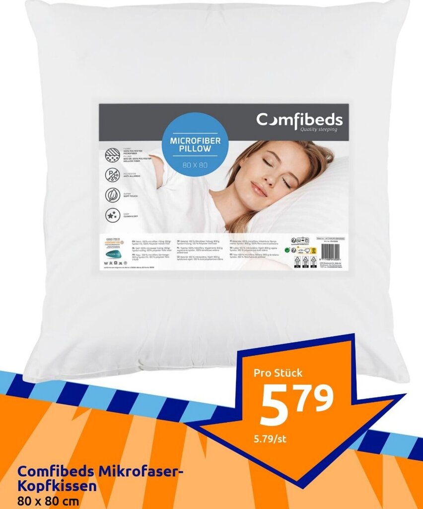 Comfibeds Mikrofaser-Kopfkissen 80x80 cm Angebot bei Action