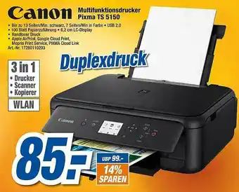 expert Techno Land Canon Multifunktionsdrucker Pixma TS 5150 Angebot