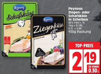 Edeka Peynoos Ziegen-oder Schafskäse in Scheiben 100g Packung Angebot