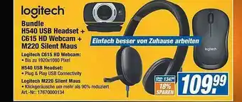 Expert Technomarkt Logitech Bundle H540 Usb Headset + C615 Usb Webcam + M220 Silent Maus Angebot