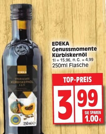 Edeka EDEKA Genussmomente Kürbiskernöl 250ml Flasche Angebot