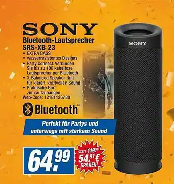 HEM Expert Sony Bluetooth-lautsprecher Srs-xb 23 Angebot