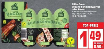 Edeka Billie Green Vegane Schinkenwürfel oder Bacon 90g Packung Angebot