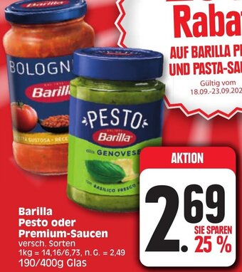 Edeka Barilla Pesto oder Premium-Saucen 190/400 g Glas Angebot