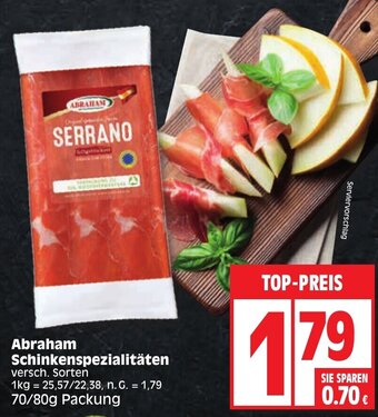 Edeka Abraham Schinkenspezialitäten 70/80g Packung Angebot