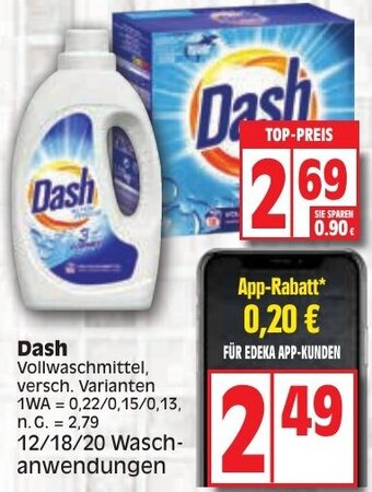 Edeka Dash Vollwaschmittel 12/18/20 Waschanwendungen Angebot
