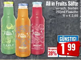 E-Center All in Fruits Säfte 750ml Angebot