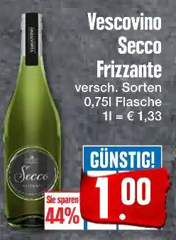 E-Center Vescovino Secco Frizzante 0,75L Angebot