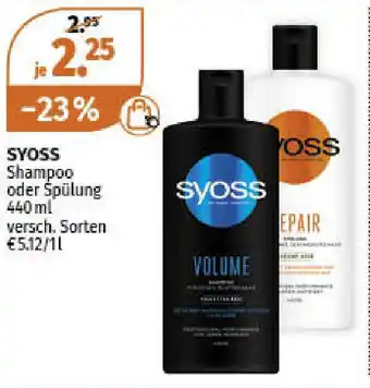 Müller Syoss Shampoo oder Spülung 440ml Angebot