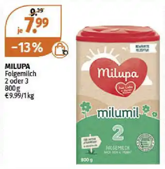 Müller Milupa Folgemilch 2 oder 3, 800g Angebot