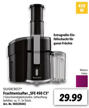 Lidl Silvercrest Fruchtentsafter SFE 450 C3 Angebot