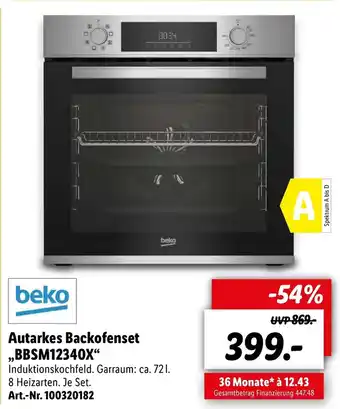 Lidl Beko Autarkes Backofenset BBSM1234OX Angebot