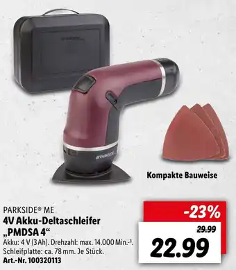 Lidl Parkside Me 4V Akku Deltaschleifer PMDSA 4 Angebot