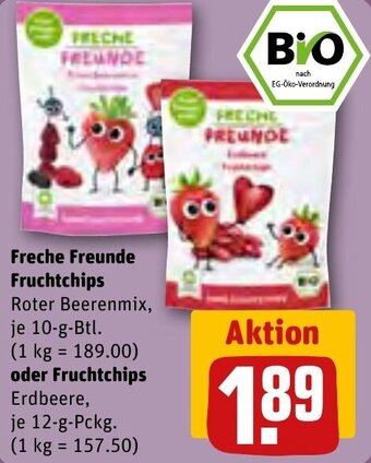 REWE Center Freche Freunde Fruchtchips 10-g-Btl. oder Fruchtchips Erdbeere 12 g Pckg. Angebot