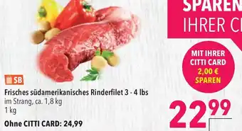 CITTI Markt Frisches südamerikanisches Rinderfilet 1kg Angebot