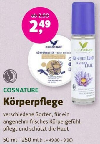 Denns BioMarkt COSNATURE Körperpflege 50 ml-250 ml Angebot