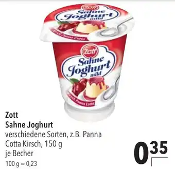 CITTI Markt Zott Sahne Joghurt  150g Becher Angebot