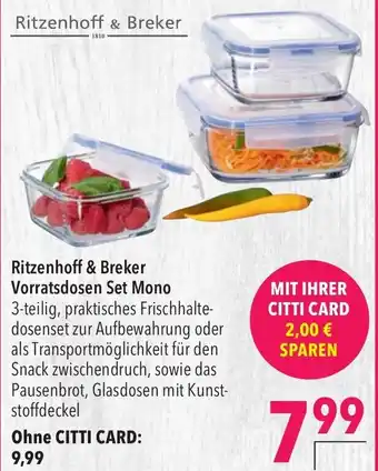 CITTI Markt Ritzenhoff & Breker Vorratsdosen Set Mono Angebot