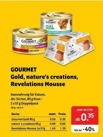 Das Futterhaus Gourmet Gold, Nature's Creations, Revelations Mousse Angebot