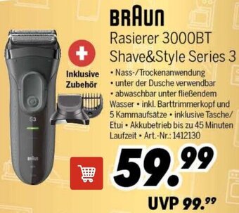 MEDIMAX BRAUN Rasierer 3000BT Shave&Style Series 3 Angebot