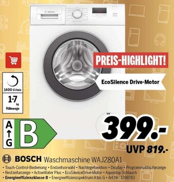 MEDIMAX BOSCH Waschmaschine WAJ280A1 Angebot