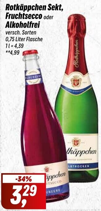 Simmel Rotkäppchen Sekt, Fruchtsecco oder Alkoholfrei 0,75 Liter Flasche Angebot