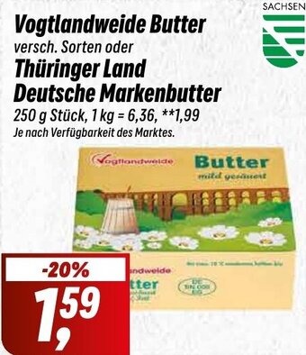 Simmel Vogtlandweide Butter oder Thüringer Land Deutsche Markenbutter 250 g Stück Angebot