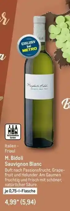 METRO Italien Friaul M. Bidoli Sauvignon Blanc Angebot