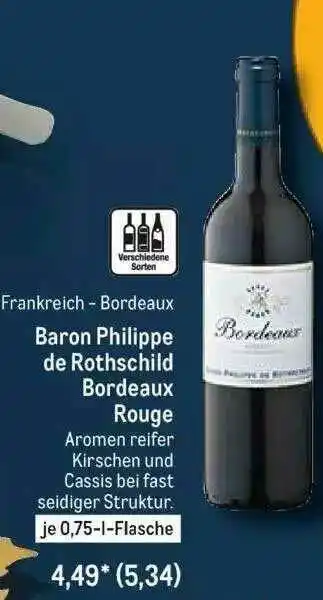 METRO Frankreich Bordeaux Baron Philippe De Rothschild Bordeaux Rouge Angebot